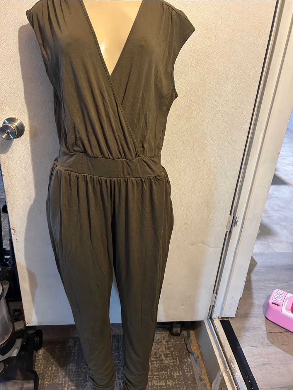 Vogue Olive Sleeveless Wrap Jumpsuit